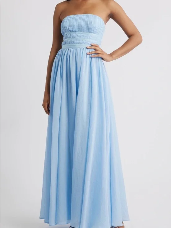 Lulu's Strapless Sky Blue Maxi Dress - Picture 1 of 3